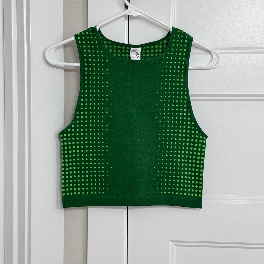 Fabletics Ilana Green Polka Dot Seamless Crop Top Size L